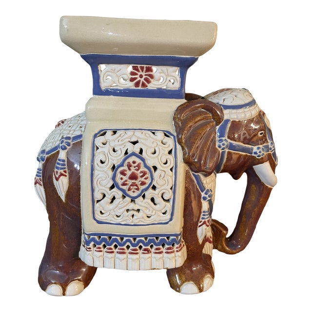 Vintage Small Chinoiserie Elephant Plant Stand For Sale