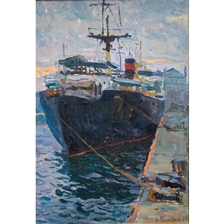 Original Seascape Oil Painting, Ukrainian Artist, 1967 48-34 For Sale