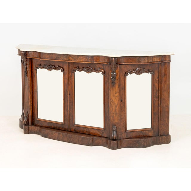 Brown Victorian Walnut Mirrored Credenza For Sale - Image 8 of 12
