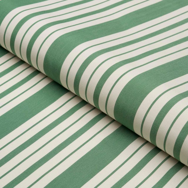 Schumacher SAMPLE - Schumacher X Mark D. Sikes Markie Stripe Fabric In Emerald For Sale - Image 4 of 5