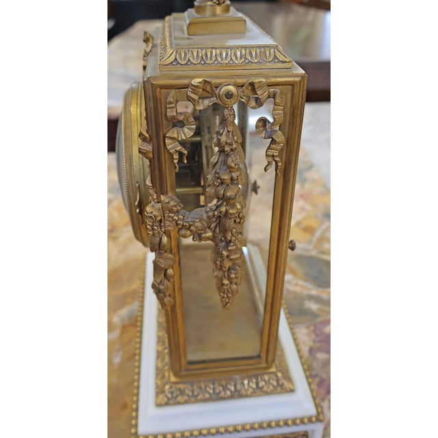 French Napoleon III Bronze & Glass Mantel Clock by Vincenti & Cie Circa 1870 For Sale - Image 4 of 16