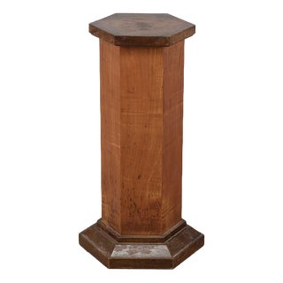 Hexagonal Art Deco Column with Walnut Veneer For Sale