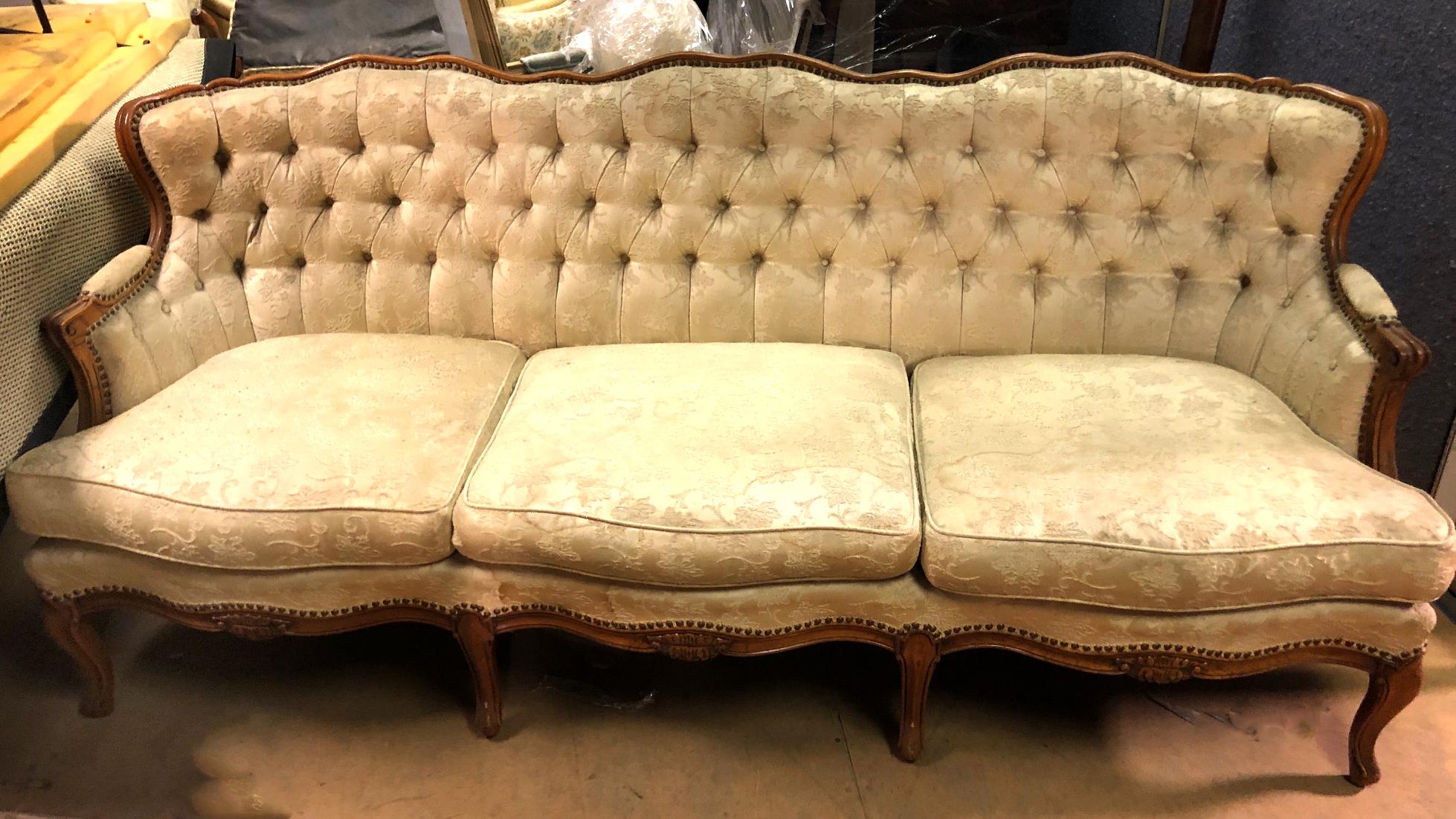 Queen Anne White Sofa | Chairish