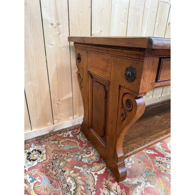 Neo-Renaissance Console Table in Walnut, 1890s For Sale - Image 6 of 9