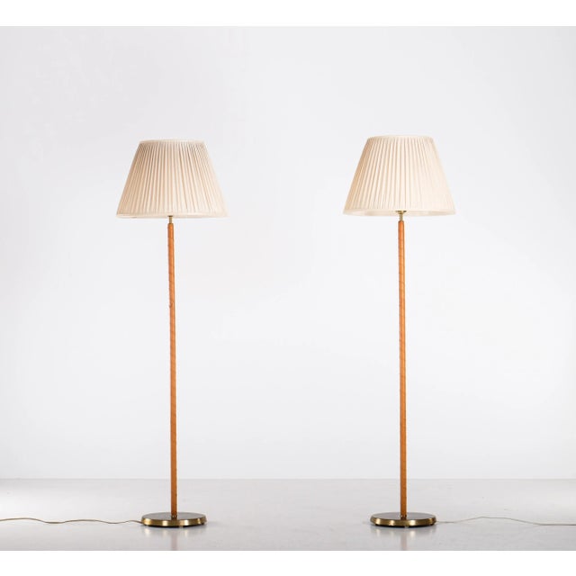 Brass & Leather Floor Lamps, Sweden, 1950s, Set of 2 For Sale - Image 10 of 11
