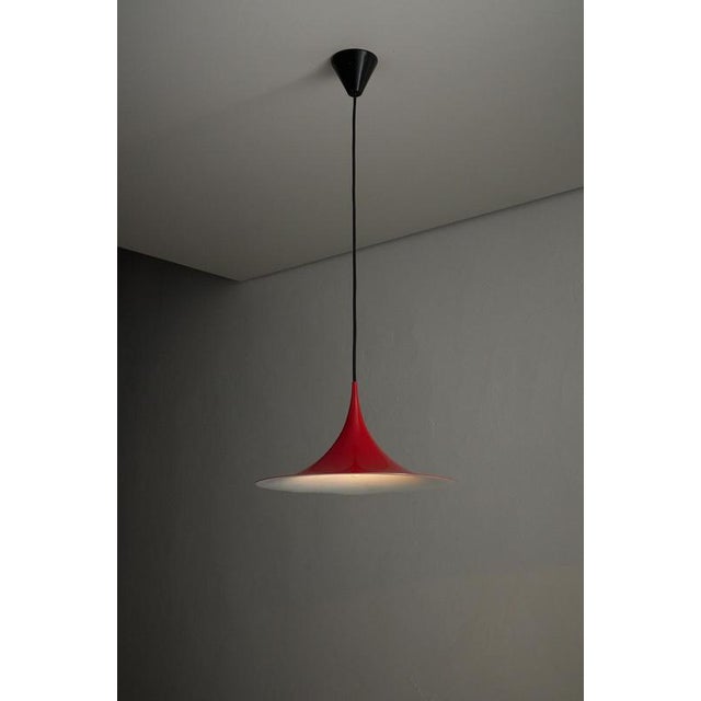 Medium Red Semi Pendant from Fog & Mørup, 1960s For Sale - Image 3 of 10