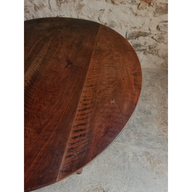 Antique French Walnut Drop-Leaf Round Table, 1890s For Sale - Image 17 of 18
