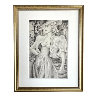 Parisian Woman Lithograph by Mariette Lydis 1938 For Sale