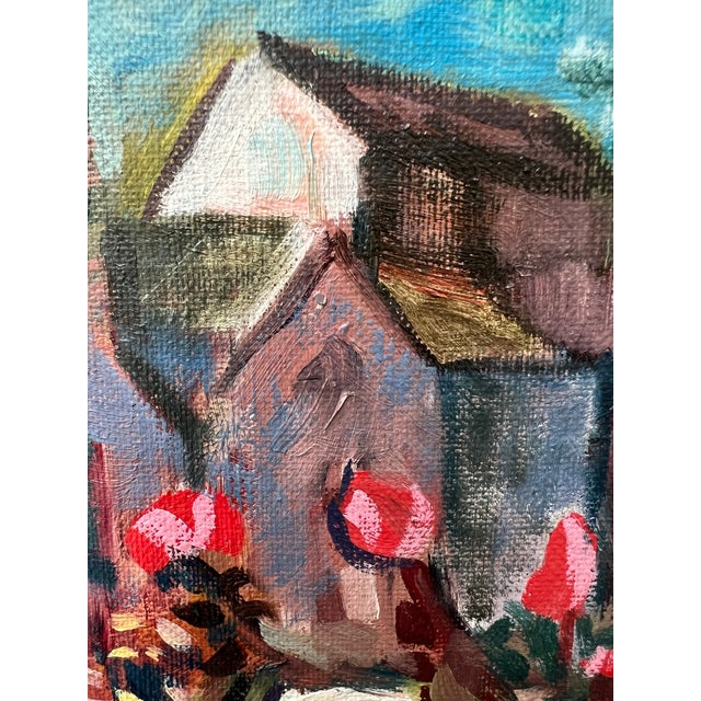 Framed European Mountain Village Oil Painting, Signed "Kyung" For Sale - Image 4 of 15