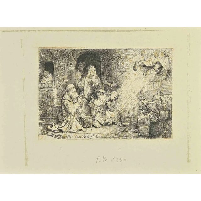 The archangel raphael leaving tobias' family is an etching by rembrandt executed in 1641. This etching is a proof of the...