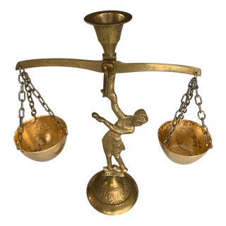 Brass Figurine of Woman with Scales, 1950s For Sale