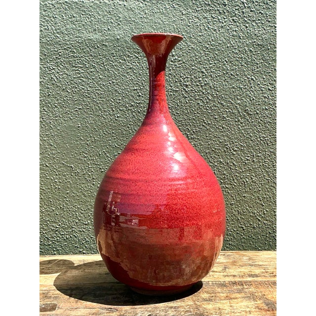Vintage Original Studio Pottery Long Neck Vase For Sale In West Palm - Image 6 of 12