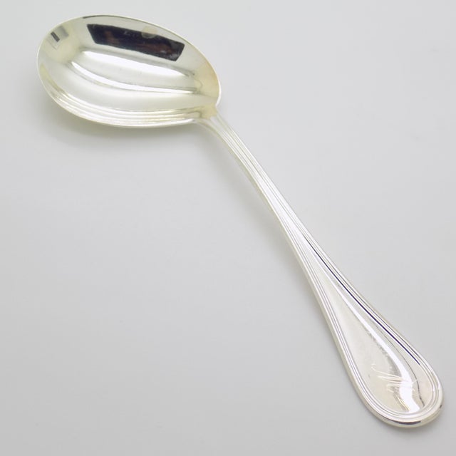1980s Vintage Italian Handmade Genuine Silver Engraved Full Size Feeding Spoon For Sale - Image 5 of 9