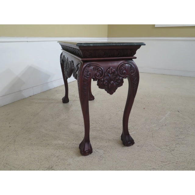 Wood Marble Top Ball & Claw Mahogany Console Table For Sale - Image 7 of 10