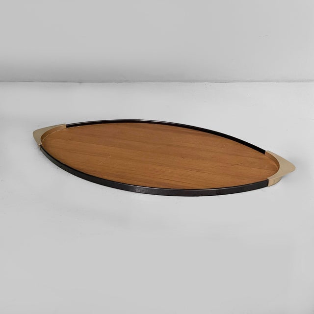 Mid-Century Modern Italian Brass and Black Wood Tray from MB Italia, 1950s For Sale - Image 12 of 12