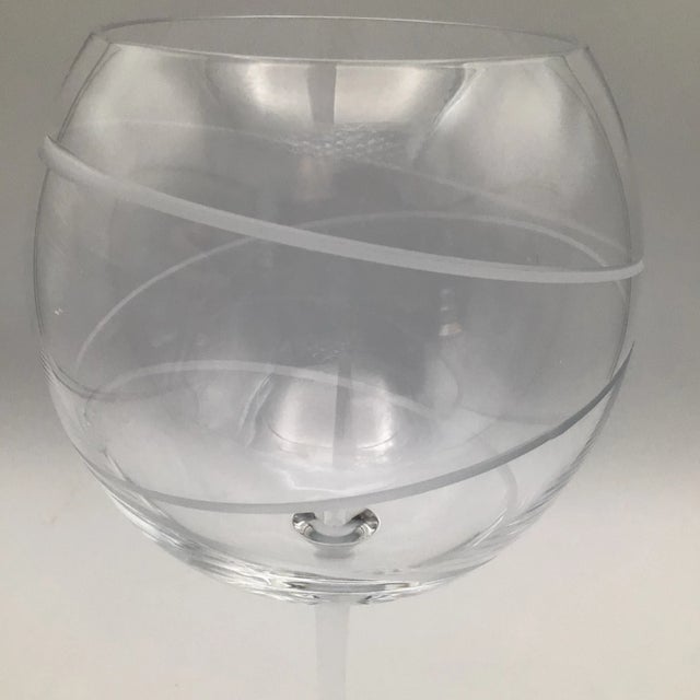 Etched Crystal Balloon Wine Glasses Set of - 6 For Sale - Image 9 of 13