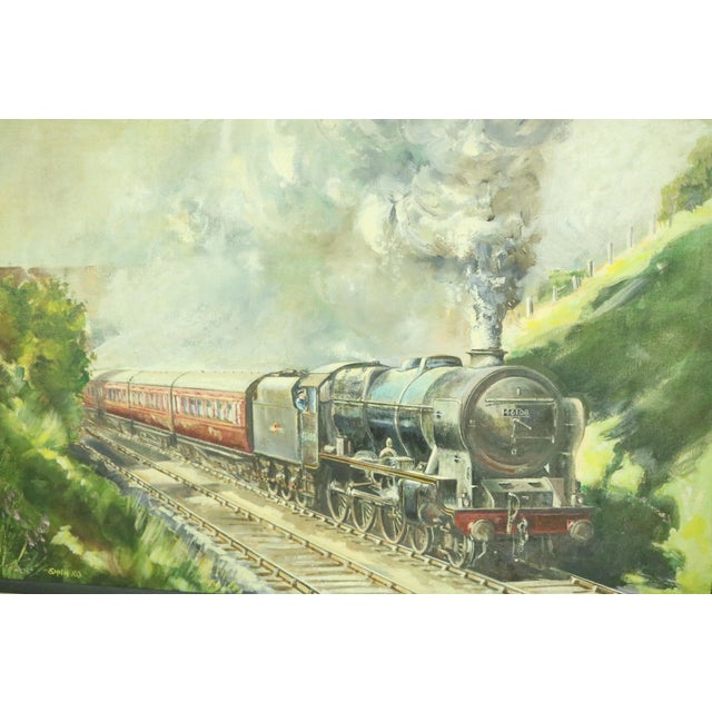 Late 20th Century Railroad Theme Painting, Mid 20th Century For Sale - Image 5 of 6