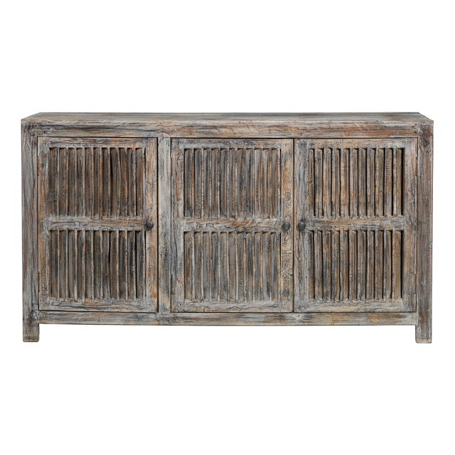 Three-Door Slatted Sideboard For Sale