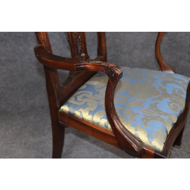 Brown Set of 8 Fantastic Chinese Chippendale Style Carved Mahogany Dining Chairs For Sale - Image 8 of 14