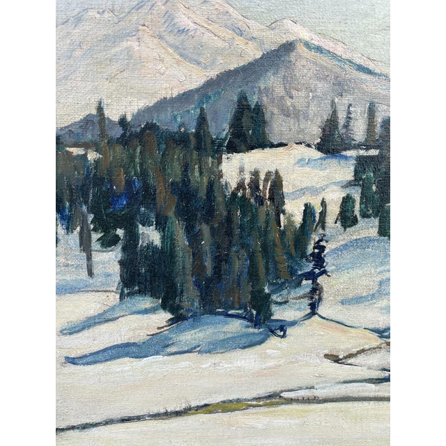 Blue Harald Tillberg, Snowy Alpine Landscape, Oil on Canvas For Sale - Image 8 of 18