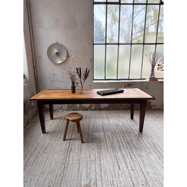 Parquet-Topped Farmhouse Table, 1900s For Sale - Image 6 of 18