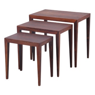 Mid-Century Nesting Tables in Rosewood by Severin Hansen for Haslev Møbelsnedkeri, 1960s, Set of 3 For Sale