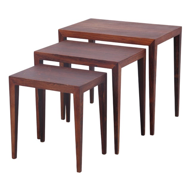 Mid-Century Nesting Tables in Rosewood by Severin Hansen for Haslev Møbelsnedkeri, 1960s, Set of 3 For Sale