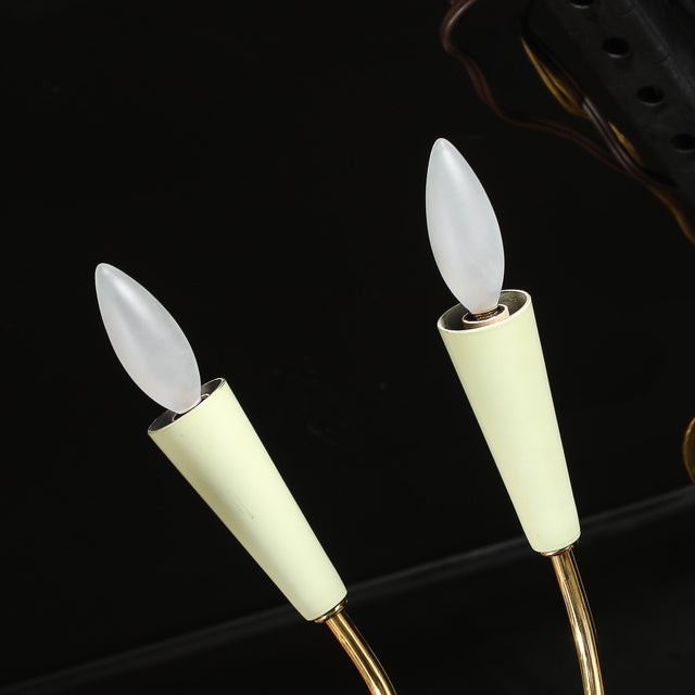 Mid-Century Polished Brass & Green Enamel 12 Light Chandelier by Stilnovo For Sale - Image 12 of 18
