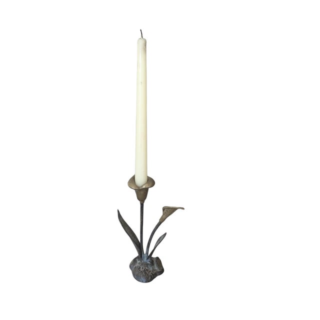 Vintage Brass Lily Flower Candle Holder For Sale - Image 4 of 18