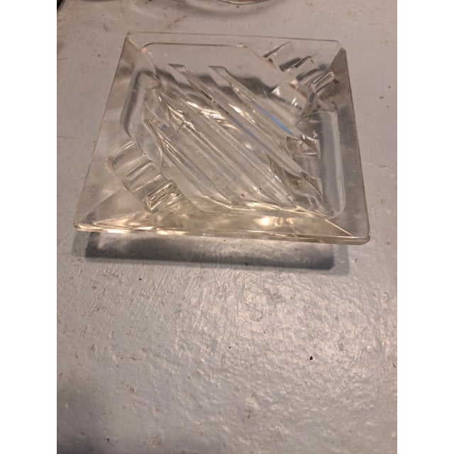 1960s clear crystal beveled table ashtray cut crystal, no flaws
