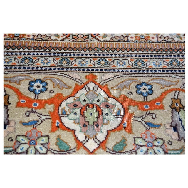 Vintage Persian Tabriz Taba Wool 3x10 Orange & Ivory Handmade Runner Rug #1144062 For Sale - Image 10 of 12