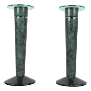 Vintage Postmodern Acryl and Stone Candleholders, 1980s, Set of 2