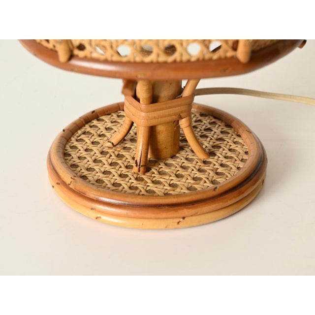 Wood Table Lamps in Rattan and Vienna Straw by Louis Sognot, Italy, 1960s, Set of 2 For Sale - Image 7 of 14