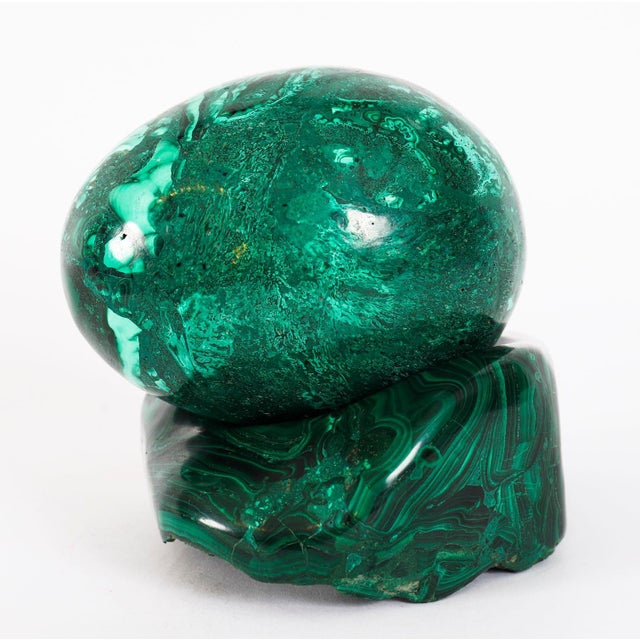 Antique Art Deco Russian Polished Malachite Egg and Stand, 1930s For Sale - Image 4 of 18