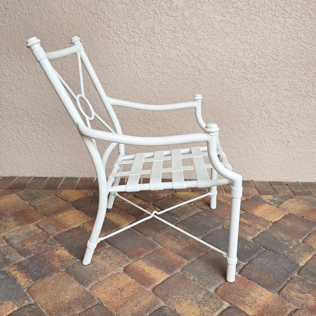 Late 20th Century Vintage Palm Beach Chic Target X Back Aluminum Armchairs - Set of 4 For Sale - Image 5 of 15