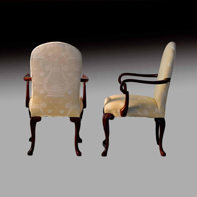 Wood Vintage Councill Armchairs - Custom Upholstered - A Pair For Sale - Image 7 of 8