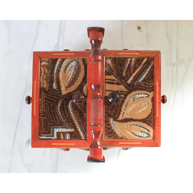 Mid-Century Modern Vintage Wood Sewing Box For Sale - Image 3 of 10
