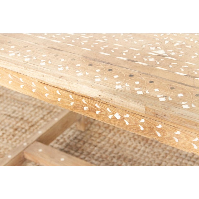 Wood Sun-Bleached Farmhouse Inlay Table For Sale - Image 7 of 10
