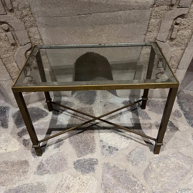 AMBIANIC presents 1950s Arturo Pani Bronze Side Table Mexico City 19.75 h x 27.5 w x 15.5 d Original vintage condition...