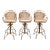 Vintage French Style Wrought Iron Indoor/Outdoor Swivel Barstools W/Cream Coating, Lattice Back and a Beautiful Silky Cream Upholstered Seat, 3 Pieces For Sale