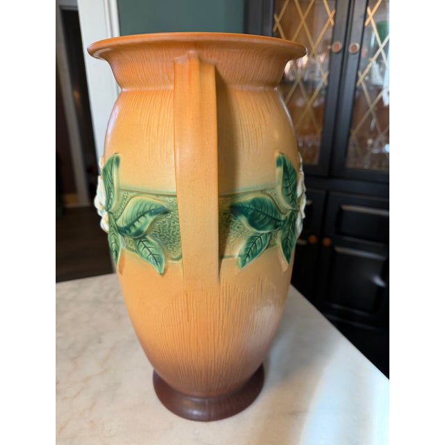 Roseville Pottery Roseville Pottery Gardenia Floor Vase "690-16" Tan / Brown ca.1950 - Stunning! For Sale - Image 4 of 8
