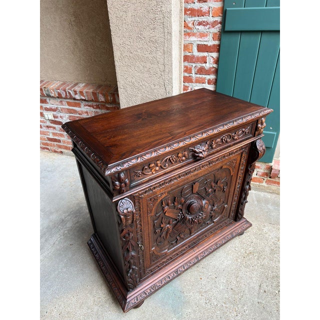 Antique French Wine Cabinet Sideboard Renaissance Revival Carved Oak C1890 For Sale - Image 16 of 18