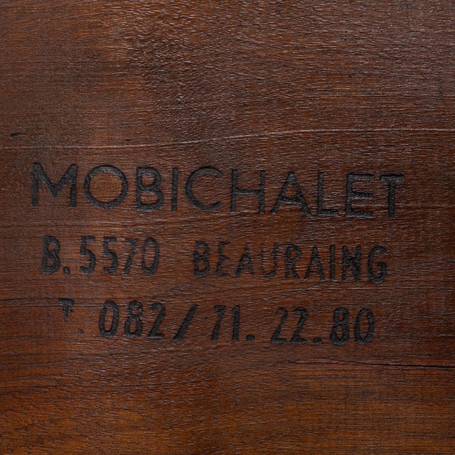Brutalist Set of Six 1960s Belgian Brown Brutalist Oak Mobichalet Dining Chairs For Sale - Image 3 of 15