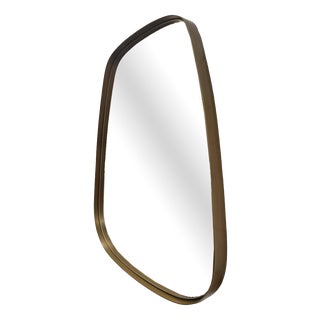 Free Form Mirror with Brass Frame For Sale