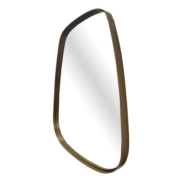 Free Form Mirror with Brass Frame For Sale