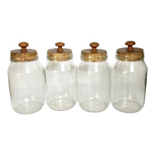 Glass Jars with Cork Stoppers, France, 1950s, Set of 4 For Sale