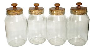Glass Jars with Cork Stoppers, France, 1950s, Set of 4