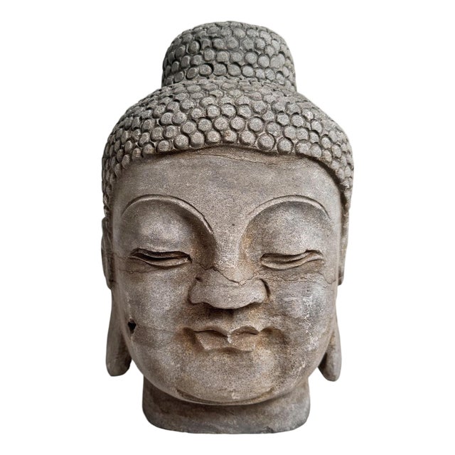 Vintage Asian Stone Buddha Head For Sale