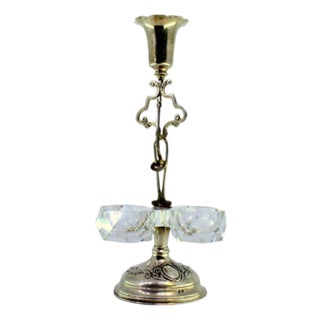 Silver Toothpick Holder with Cut Glass Spice Containers For Sale