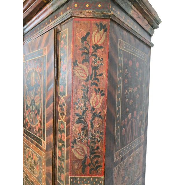 South German Painted Folk Cupboard with Floral Paintings, 1814 For Sale - Image 6 of 9